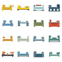 Lathe icons set flat vector isolated