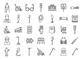 Handicapped hospital icons set, outline style vector