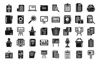 Report icons set simple vector. Performance chart vector