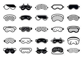Eye sleeping mask icons set, simple style vector