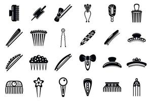 Barrette accessories icons set, simple style vector