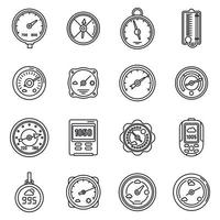 Barometer control icons set, outline style vector