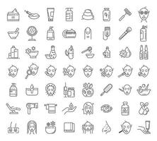 Beautician icons set, outline style vector