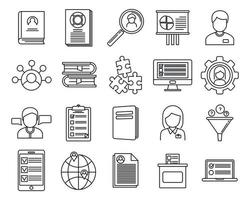 Sociology school icons set, outline style vector