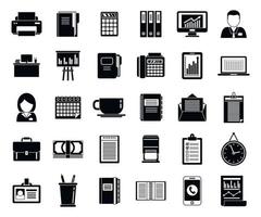 Office manager time icons set, simple style vector