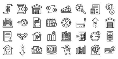Lease icons set, outline style vector