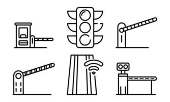 Toll road icons set, outline style vector