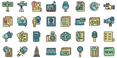 Reportage icons set vector flat