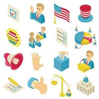 Election voting icons set, isometric style vector