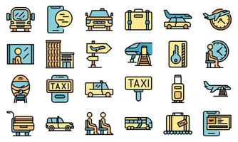 Airport transfer icons set vector flat