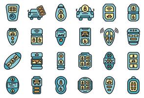 Smart car key icons set vector flat