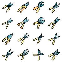 Secateurs icons set vector flat