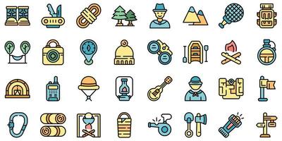 Scouting icons set line color vector