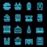 Press form machines icons set vector neon