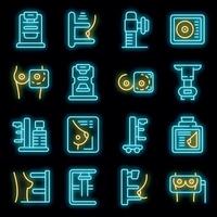 conjunto de iconos de máquina de mamografía neón vectorial vector