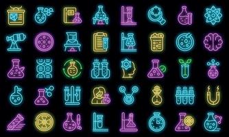 Research scientist icons set vector neon