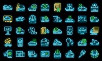 Buying car icons set vector neon