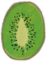 Half of a ripe, bright kiwi hand drawn png