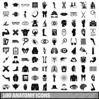 100 anatomy icons set, simple style