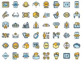 Augmented reality icons set line color vector