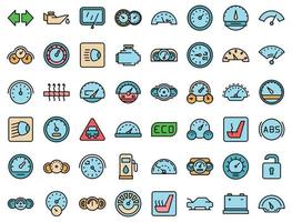 conjunto de iconos de salpicadero de coche vector plano