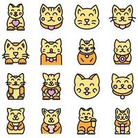 Lucky cat icons set vector flat