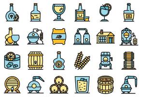 iconos de bourbon establecer vector plano