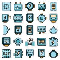 Junction box icons set vector flat