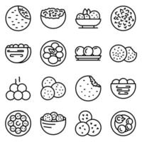 Falafel icons set, outline style vector