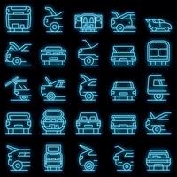 Conjunto de iconos de coche maletero neón vectorial vector