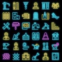 Contractor icons set vector neon