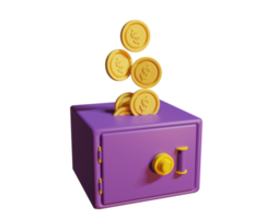 3d gold safe box png