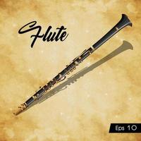 Flute musical instrument illustration on vintage background vector