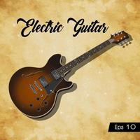 ilustración de instrumento musical de guitarra eléctrica sobre fondo vintage vector