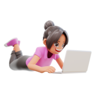 illustration student with laptop studying on online course png