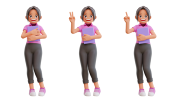 illustration cute girls with different posing png