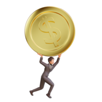 illustration bussinesman with dollar coins png