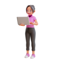 illustrazione ragazze carine con il computer portatile png