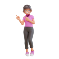 illustration cute girls pointing up png