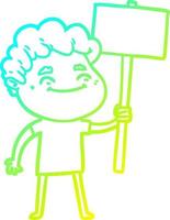 cold gradient line drawing cartoon friendly man vector