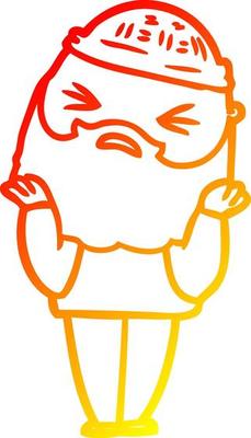 warm gradient line drawing cartoon man with beard