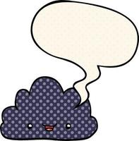 happy cartoon cloud and speech bubble in comic book style vector