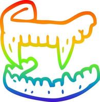 rainbow gradient line drawing cartoon vampire fangs vector