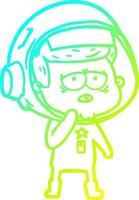 cold gradient line drawing cartoon tired astronaut vector