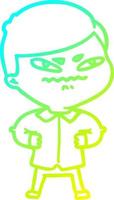 cold gradient line drawing cartoon angry man vector