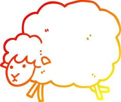 warm gradient line drawing cartoon sheep vector