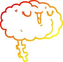 warm gradient line drawing happy cartoon brain vector