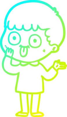 cold gradient line drawing cartoon man staring