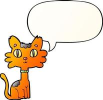 cartoon cat and speech bubble in smooth gradient style vector