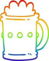 rainbow gradient line drawing cartoon beer tankard vector